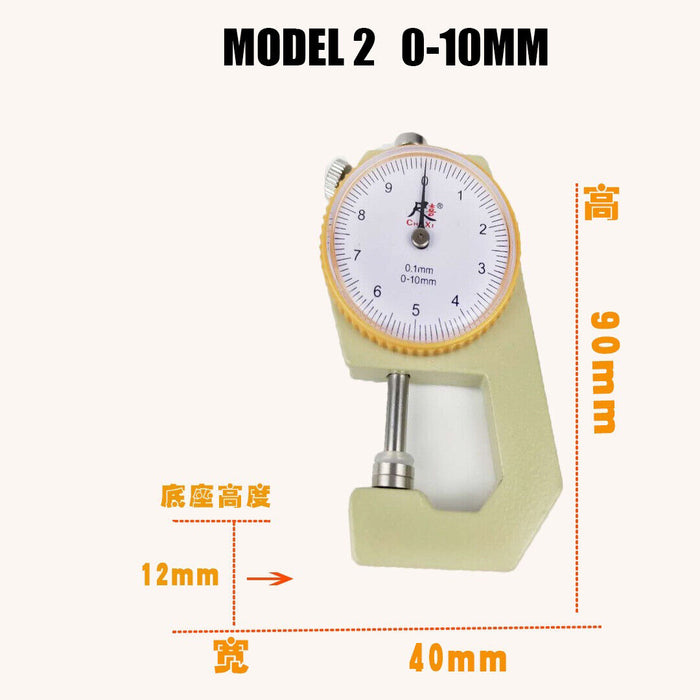 Dial Thickness Gauge Range 0-20mm Accuracy 0.1mm Metal Paper Leathercraft Tool