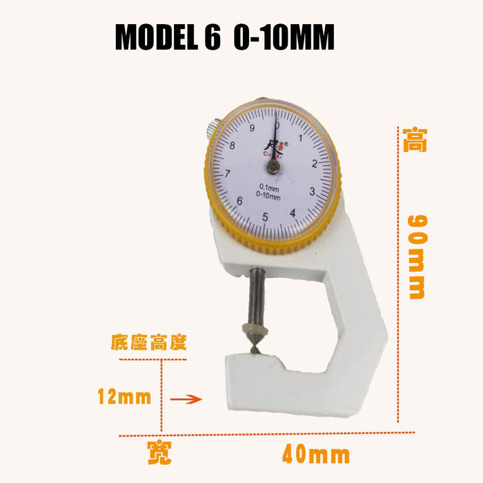 Dial Thickness Gauge Range 0-20mm Accuracy 0.1mm Metal Paper Leathercraft Tool