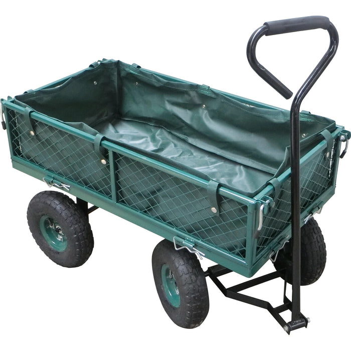 New GARDEN TROLLEY OUTDOOR CART TRAILER Wagon Wheelbarrow Dump Pull Yard