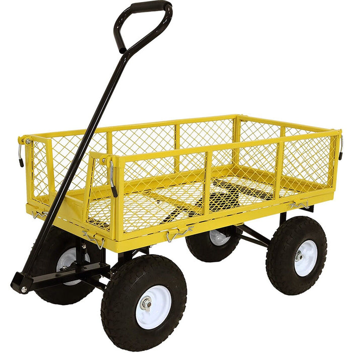 New GARDEN TROLLEY OUTDOOR CART TRAILER Wagon Wheelbarrow Dump Pull Yard