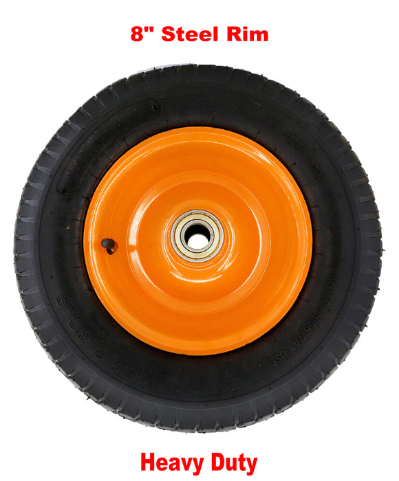 1pc 16" 6.5-8 Wheelbarrow Wheel/heavy duty/ metal 25mm bore bearing