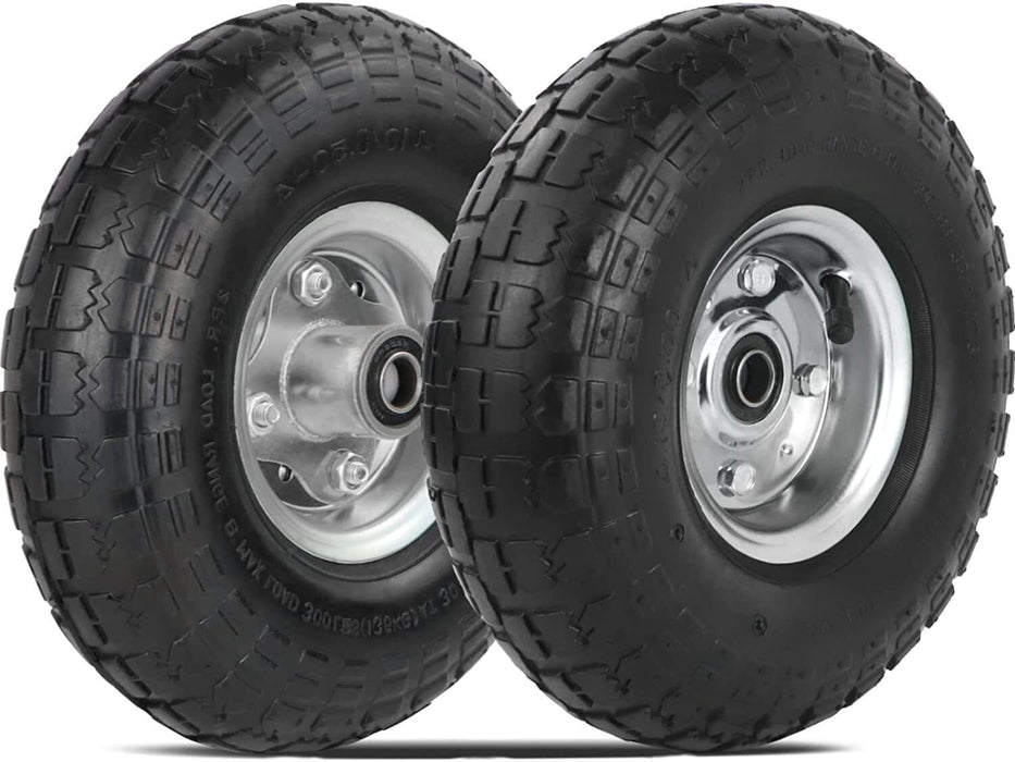 2PCS 10" 4.10/3.5-4 16mm Bore AIR Wheelbarrow wheel trolley tyres