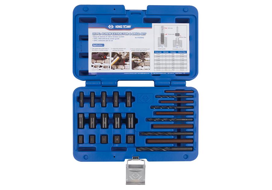 KING TONY 25 PC. Screw Extractor & Drill Set Made in Taiwan 5~14mm