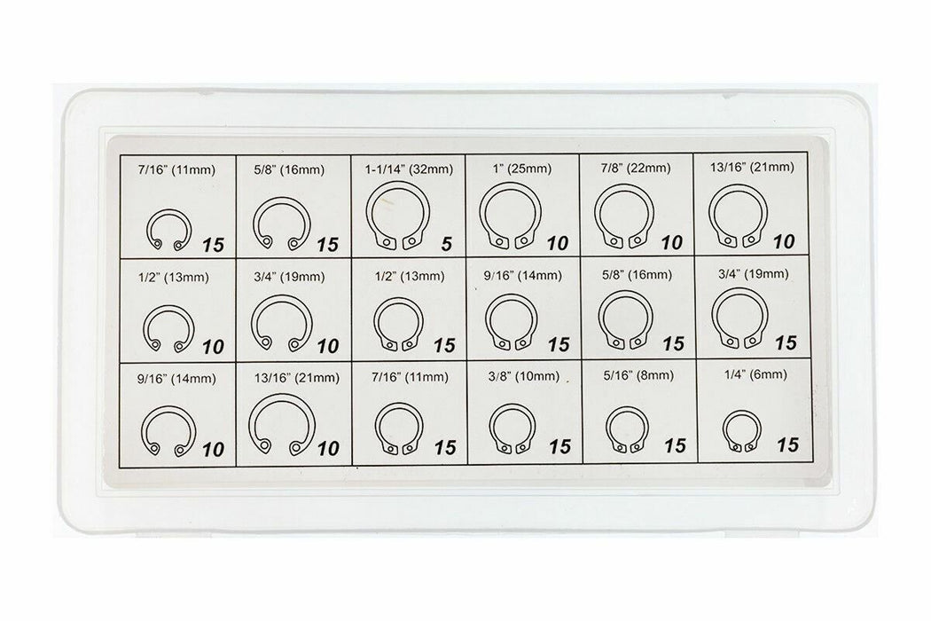 225 PC External Internal Lock SNAP RING, Circlip Retaining Ring  Assortment Kit