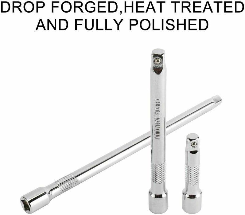 3 Sizes Socket Extension Bar Set 1/4" 3/8" 1/2" Drive Extra Long Ratchet CRV New - FISHER DISCOUNT