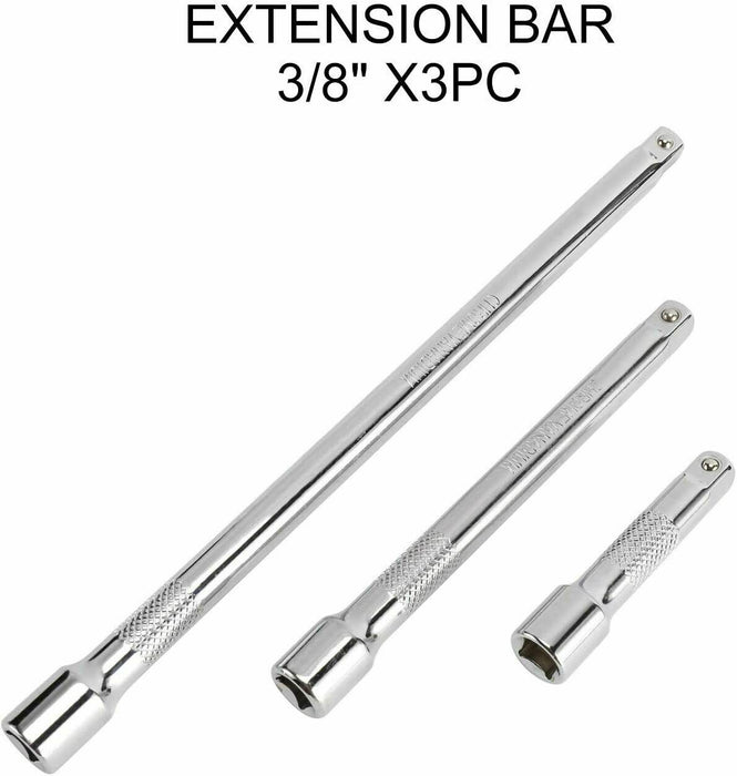 3 Sizes Socket Extension Bar Set 1/4" 3/8" 1/2" Drive Extra Long Ratchet CRV New - FISHER DISCOUNT