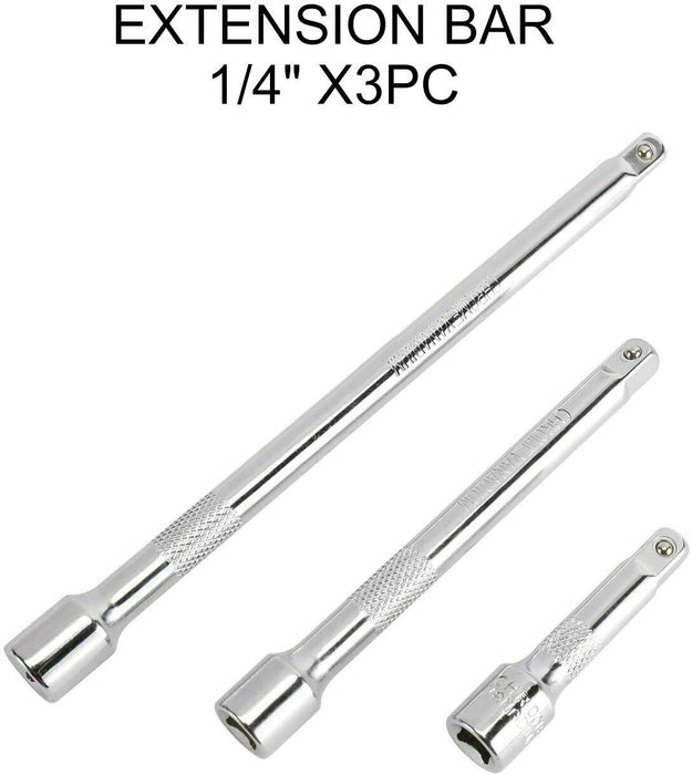 3 Sizes Socket Extension Bar Set 1/4" 3/8" 1/2" Drive Extra Long Ratchet CRV New - FISHER DISCOUNT