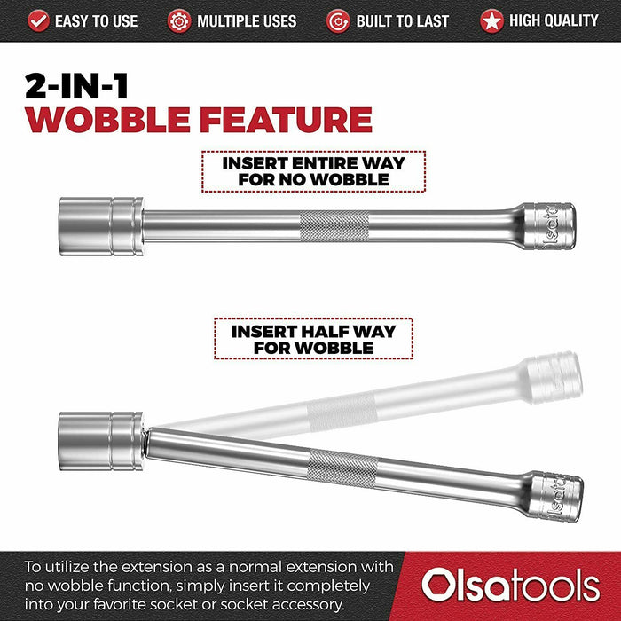 3 Sizes Socket Extension Bar Set 1/4" 3/8" 1/2" Drive Extra Long Ratchet CRV New - FISHER DISCOUNT