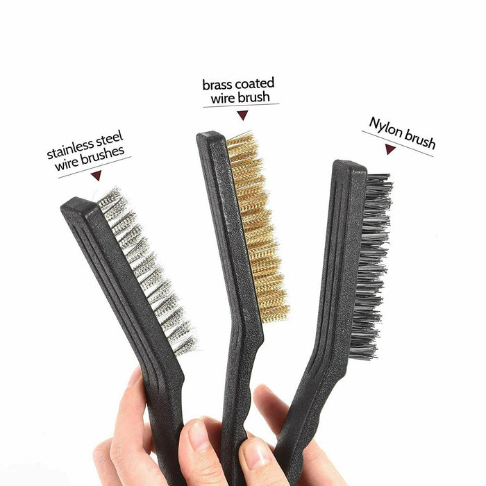 3pcs LARGE WIRE BRUSH SET Steel Cleaning Brushes Brass Metal Tools 18cm AU STOCK