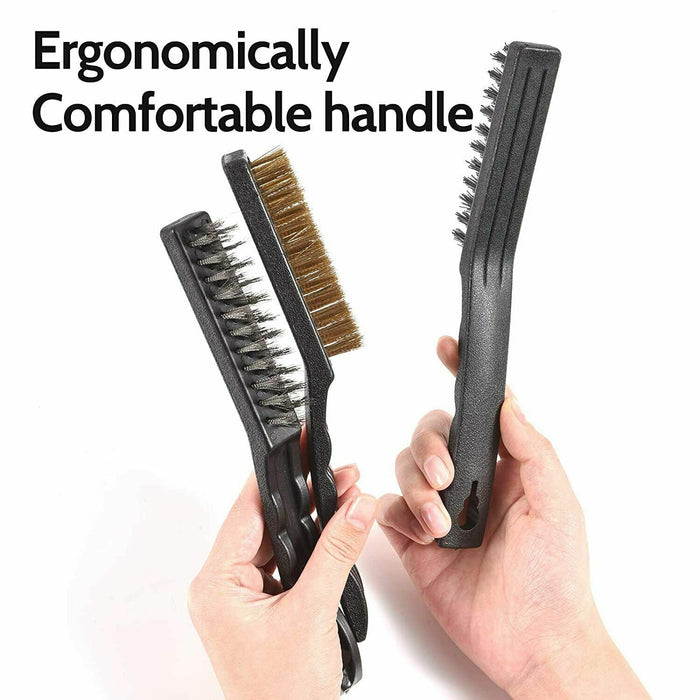 3pcs LARGE WIRE BRUSH SET Steel Cleaning Brushes Brass Metal Tools 18cm AU STOCK