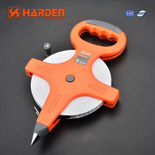 Harden Tape Measure 30M 50M 100M Fiberglass Open Reel Measuring Metric Imperial