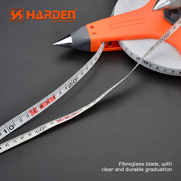 Harden Tape Measure 30M 50M 100M Fiberglass Open Reel Measuring Metric Imperial
