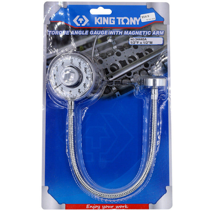 KING TONY 1/2"DR. Magnetic Torque Angle Gauge with Magentic ARM