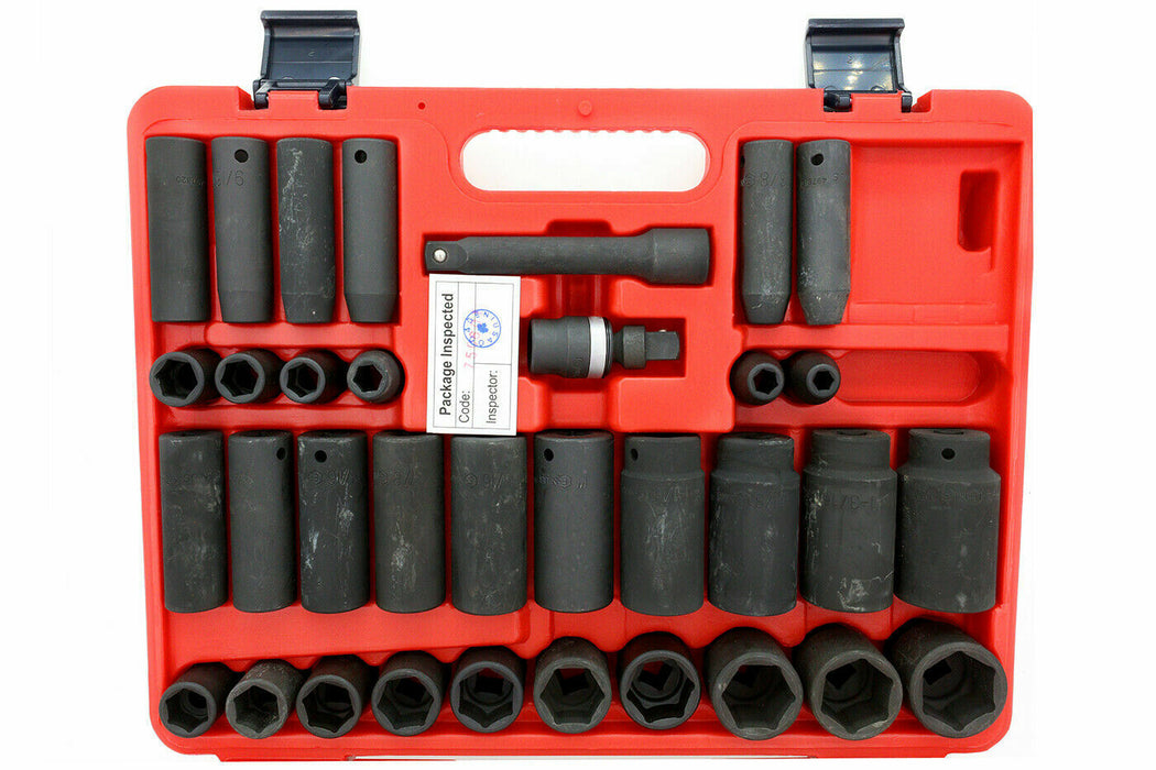 Genius Tools 34PC 1/2" Dr. SAE Master Impact Socket Set Made in Taiwan