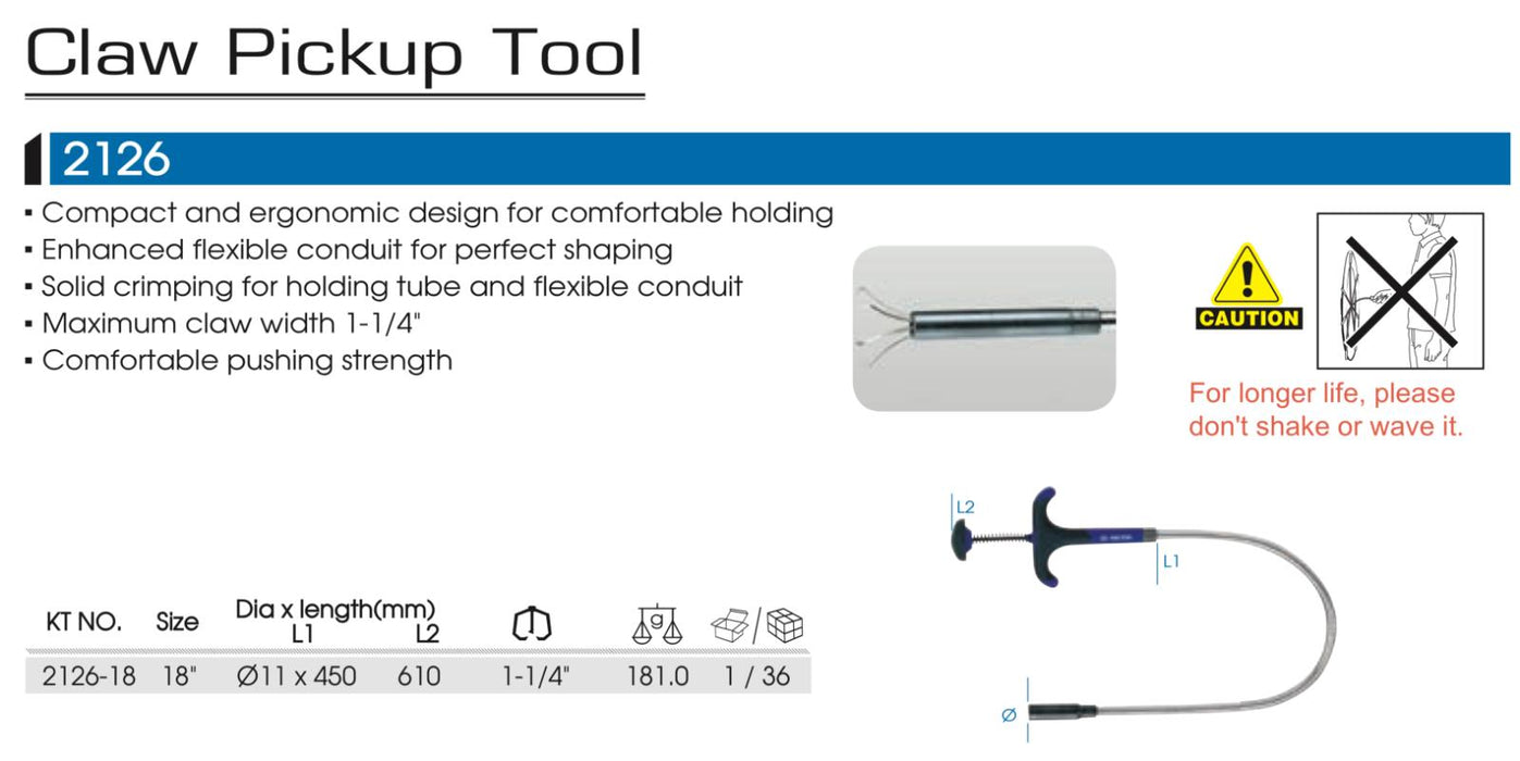 KING TONY 610mmL Claw Pickup Tool magnetic Hook Clamp flexible crimping Taiwan