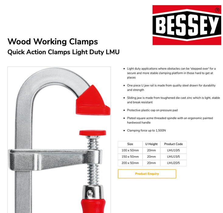 TING 2PC BESSEY LMU20/5 Light duty bar clamp U-style LMU 200/50 BE204427 AU SELL