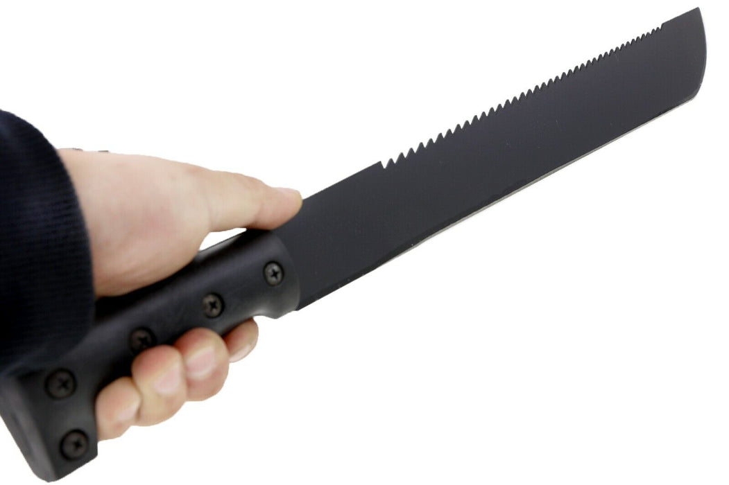 Workfoce 460mm Machete sharpened Edge Contoured Poly Grip Handle Sawtooth Black - FISHER DISCOUNT