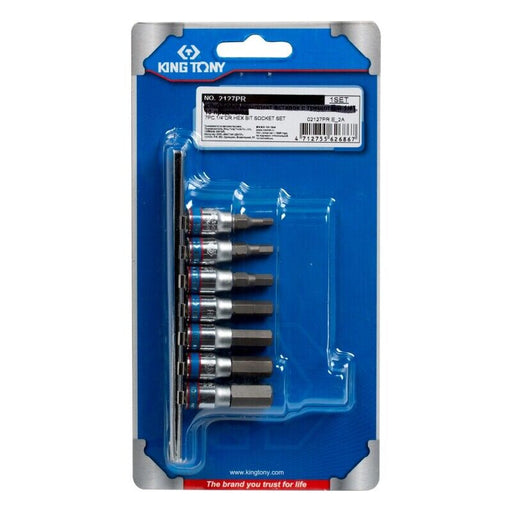 KING TONY 7PC 1/4"DR. Hexagon Head Bit Socket Set Made in Taiwan H3-H10 - FISHER DISCOUNT