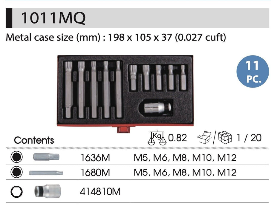 KING TONY 11PC 1/2"DR star Head Bit Socket Set Made in Taiwan m5~m12 1011MQ