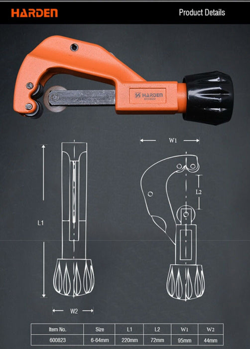 Harden 6-64mm Range Heavy Duty Quick Release Tube Pipe Cutter