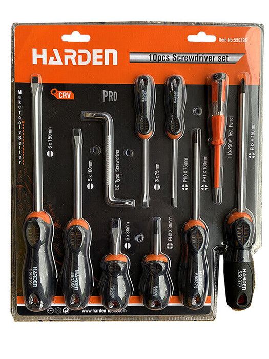 Harden 10Pc Industrial Trade Grade Screwdrivers Set