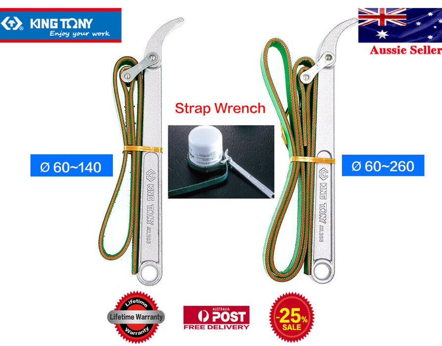 KING TONY Oil Filter Wrench 60~140mm Belt Strap Spanner Steering Stem Nut Belt T