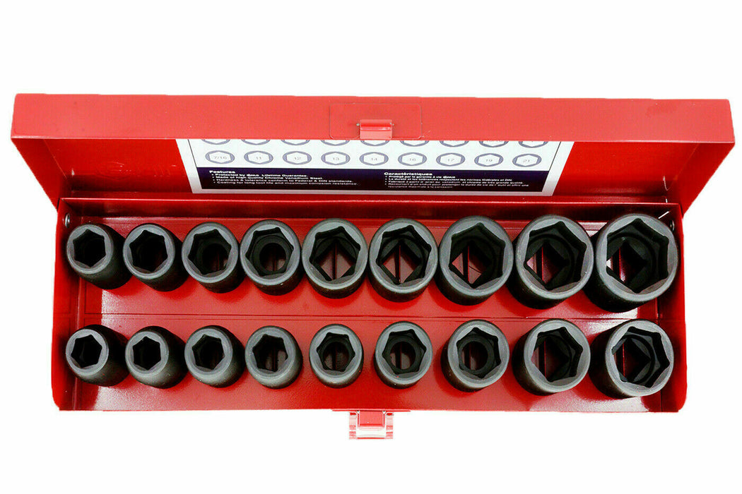 GENIUS TOOLS 18PC 1/2"Dr. Metric & SAE IMPACT SOCKET SET Cr-V Made in Taiwan au