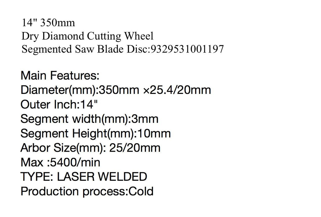 Diamond saw Blade 14" segmented superior quality AU