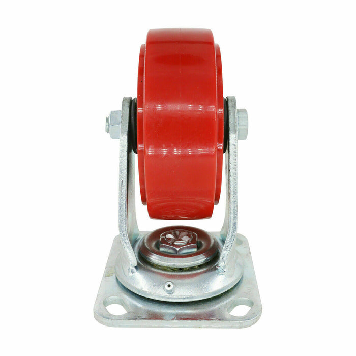 2PC  GRIP 125MM 250KG POLYURETHANE ON POLYPROPYLENE WHEEL CASTOR SWIVEL PLATE