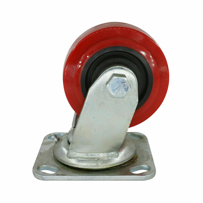 2PC GRIP 100MM 230KG POLYURETHANE ON POLYPROPYLENE WHEEL CASTOR SWIVEL PLATE