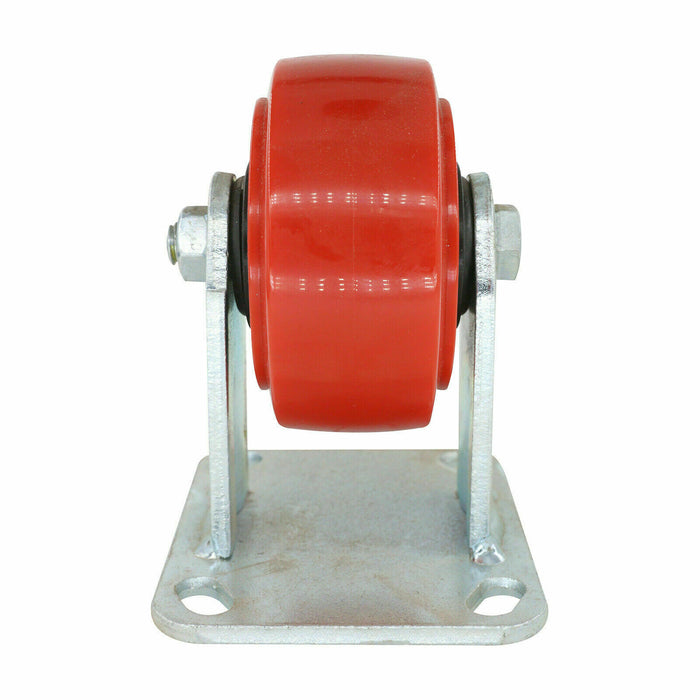 2PC GRIP 100MM 230KG POLYURETHANE ON POLYPROPYLENE WHEEL CASTOR FIXED PLATE