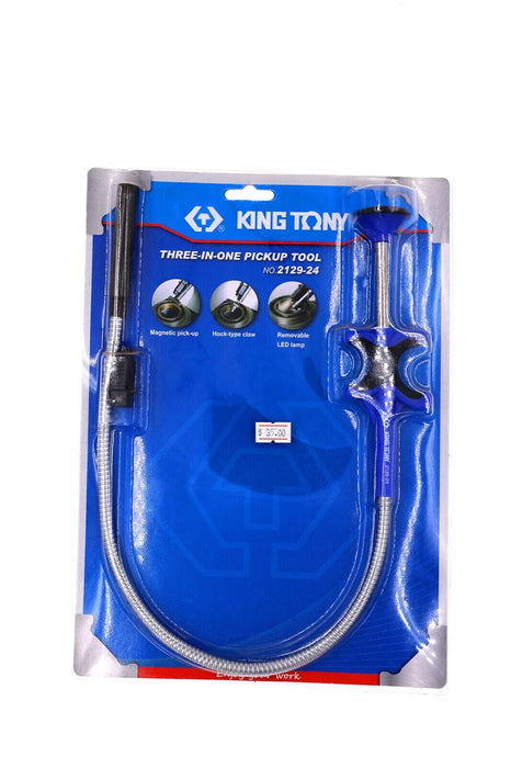 KING TONY 3in1 Pickup Tool magnetic Hook Clamp light  flexible crimping  570mmL