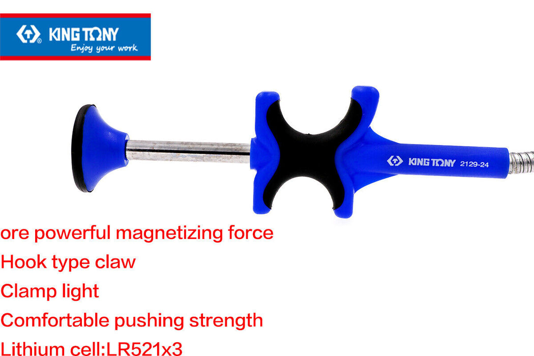 KING TONY 3in1 Pickup Tool magnetic Hook Clamp light  flexible crimping  570mmL