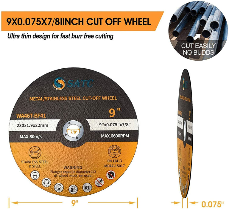 10PC 9" 230MM CUTTING DISC WHEEL THIN ANGLE GRINDER CUT OFF METAL STEEL FLAP - FISHER DISCOUNT