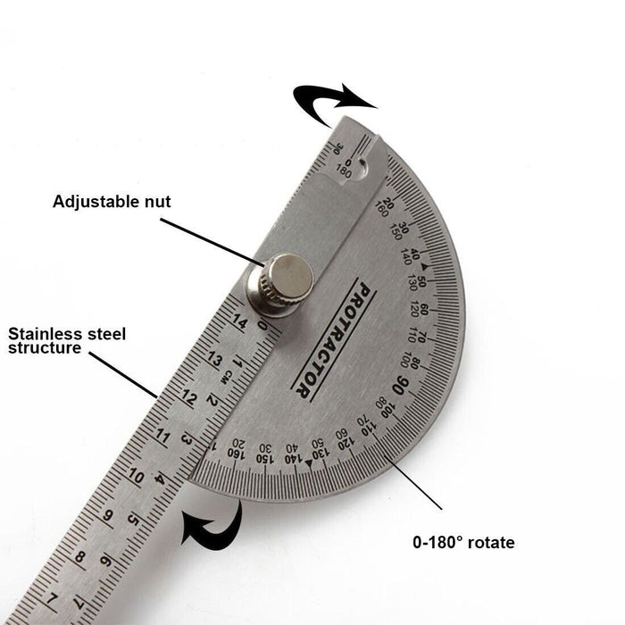 Stainless Steel 0-180 Protractor Angle Finder Arm Measuring Gauge Ruler Tool AU