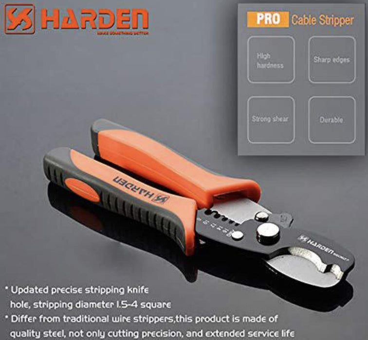 HARDEN 8" PROFESSIONAL SELF-ADJUSTING AUTOMATIC CABLE STRIPPER CUT & STRIPPING