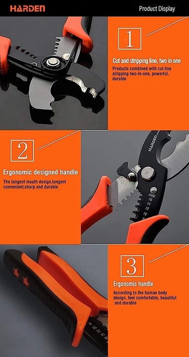 HARDEN 8" PROFESSIONAL SELF-ADJUSTING AUTOMATIC CABLE STRIPPER CUT & STRIPPING
