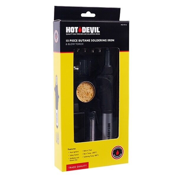 Hot Devil Blow Torch & Soldering Iron Butane Gas Powered HD1960K