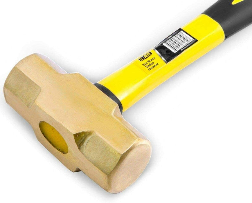 3LB Brass Sledge Club Stoning Hammer Fiberglass Handle Non-Sparking Spark Proof