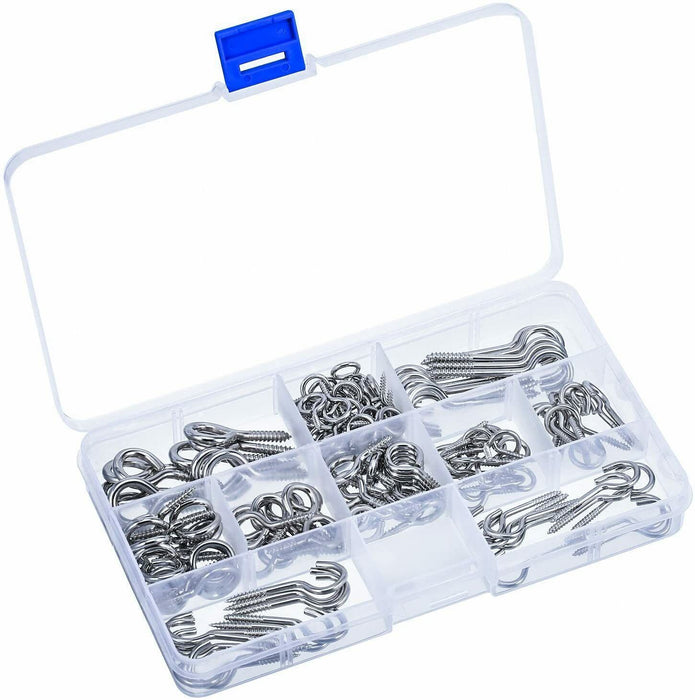 96PC Screw Hooks Assortment Picture Hanging Mounting Set Wall Timber Accessories