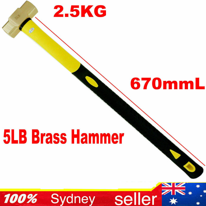 5LB Brass Copper Sledge Club Stoning Hammer Fibreglass Handle Non-Sparking Proof