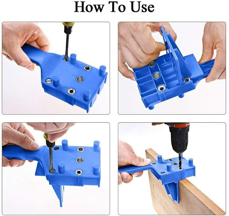 Pocket Hole Jig Drill Handheld Dowel Woodworking Jig Drilling Guide Tools Kit AU