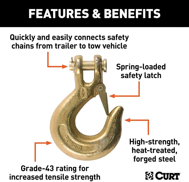 3/8"  Clevis Slip Chain Hook With Latch  Forged Alloy Steel Galvanised
