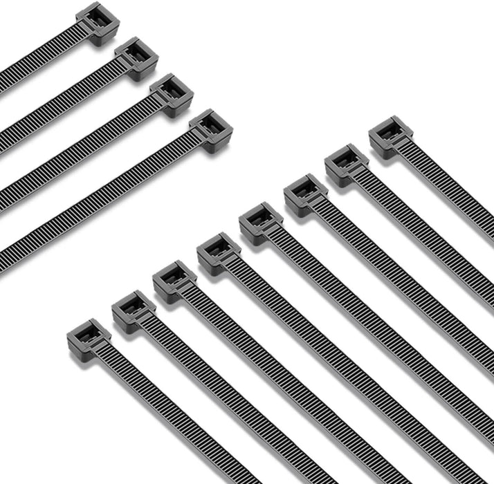 500PC Cable Ties ZipTie Black Nylon UV Stabilised Plastic Electrical Wire Bundle