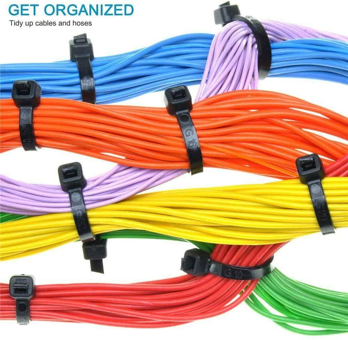 500PC Cable Ties ZipTie Black Nylon UV Stabilised Plastic Electrical Wire Bundle