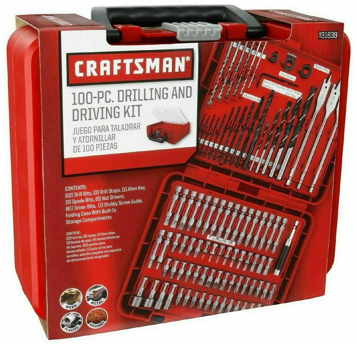 Craftsman 100pc Accessory Kit Mechanic Drilling Driving Tool Set Screwdriver Key