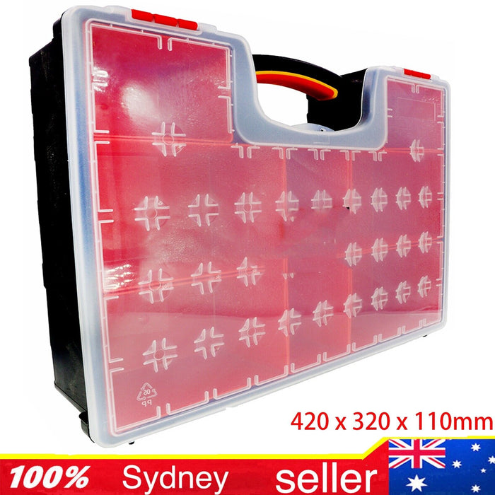 Plastic Organiser Box with 8 Dividers Storage Case Container 420 x 320 x 110mm