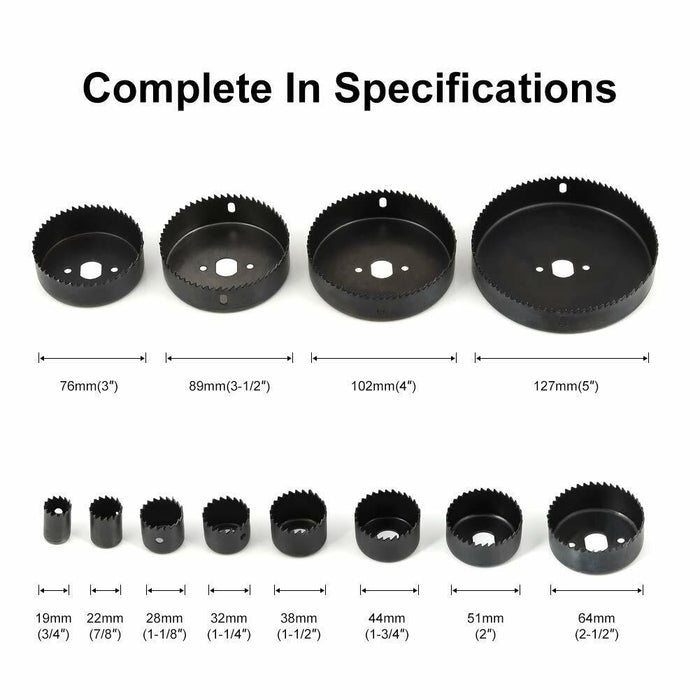 17x Hole Saw Drill Bit Kit Set Wood Plastic Metal Hole Cutter Tools 19-127mm