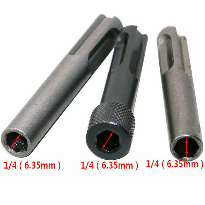 3PC SDS Hex Socket Shank Screwdriver Drill Bit Quick Adapter Magnetic 1/4DR