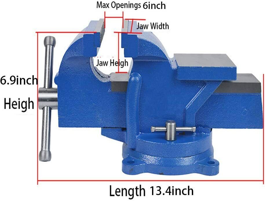 3"-8", 75-200mm Bench Vice Clamp Heavy Duty Workbench Vise Anvil Swivel Base Jaw